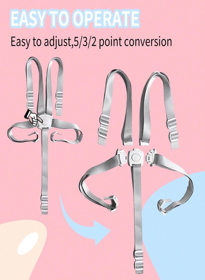 brougetme Universal 5-Point Harness Replacement Straps - Adjustable, Washable Safety Belt Compatible with High Chairs & Strollers, Secure Baby & Toddler Seating - Image 4